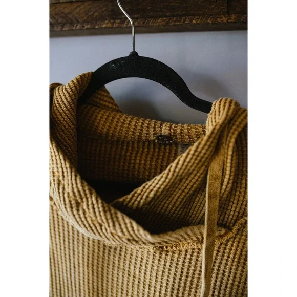 Free People One Gannet Hoodie Waffle Knit Pullover Small NEW - Picture 4 of 5